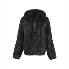 Load image into Gallery viewer, Women's Knitted Mink Fur Coat Fox fur Collar Zipper Winter jacket 22186