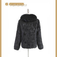 Load image into Gallery viewer, Women's Knitted Mink Fur Coat Fox fur Collar Zipper Winter jacket 22186