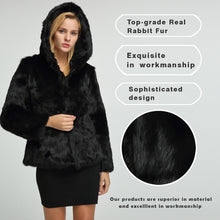 Load image into Gallery viewer, Women's Genuine Rabbit Fur Coat Fuzzy Warm Fur Jacket Winter Outware 151249H