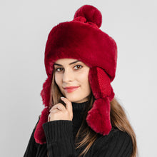Load image into Gallery viewer, Women's Fur Trapper Hat with Sheepskin Earflap Warm Bomber Hat Winter hat 22615
