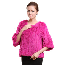 Load image into Gallery viewer, New Real Rabbit Fur Coat Female Real Fur Pullover Women's Winter Coast Rabbit Fur Knitted Coat Promotions Fur Story FS13069
