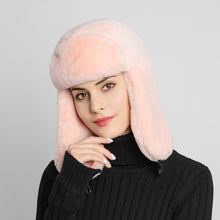 Load image into Gallery viewer, Women's Fur Trapper Hat with Sheepskin Earflap Warm in winter 22616