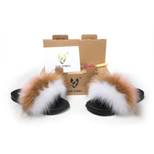 Load image into Gallery viewer, Fluffy Slides Furry Slipper Sandals (Flat-Multicolour)
