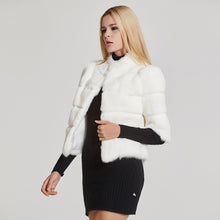 Load image into Gallery viewer, Women's Genuine Rabbit Fur Coat Winter Warm Fur Jacket with Half Sleeves VFur Story FS17110