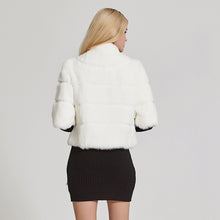 Load image into Gallery viewer, Women's Genuine Rabbit Fur Coat Winter Warm Fur Jacket with Half Sleeves VFur Story FS17110