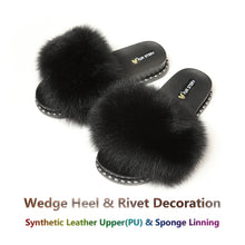 Load image into Gallery viewer, FS19S03 Fluffy Slides Furry Slipper Sandal (Rivet-Solid Color)