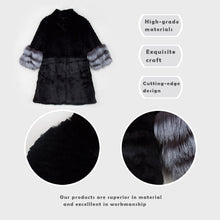 Load image into Gallery viewer, Women's Genuine Rabbit Fur Coat with Fox Fur Cuffs Warm Winter Coat Fur Story FS17160
