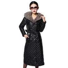 Load image into Gallery viewer, FUR STORY Winter Women's Real Sheep Leather Coat Natural Mink Fur Long Jacket 151244