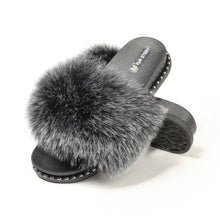 Load image into Gallery viewer, FS19S10 Faux Fur Slides Furry Slipper Sandals (Rivet)
