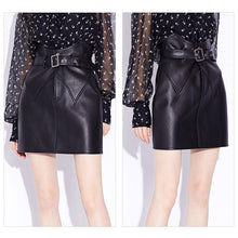 Load image into Gallery viewer, FUR STORY Women Genuine Leather Short Skirt High Waist Slim Thin 22301