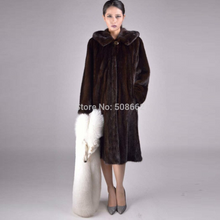 Load image into Gallery viewer, Women's Natural Mink Fur Coat Women Hood Full Winter Coat Women Dress