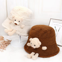 Load image into Gallery viewer, Women's Fashion plush bear doll Cap Ladies Winter Warm Fisherman Hat 22610