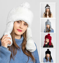 Load image into Gallery viewer, Women's Fur Trapper Hat with Sheepskin Earflap Warm Bomber Hat Winter hat 22615