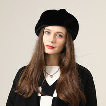 Load image into Gallery viewer, Faux Fur Furry Beret Hats Fluffy Fuzzy Warm French Beret for Women 22619