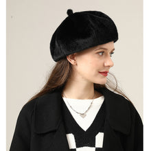 Load image into Gallery viewer, Faux Fur Furry Beret Hats Fluffy Fuzzy Warm French Beret for Women 22619
