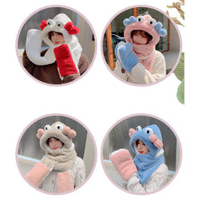 Load image into Gallery viewer, Winter Warm Women Hoodie Hat Scarf Gloves Set Soft Plush Thick Warm Hat 22620