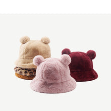 Load image into Gallery viewer, Women's mickey ears plush warm bucket hat in winter 22626