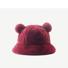 Load image into Gallery viewer, Women's mickey ears plush warm bucket hat in winter 22626