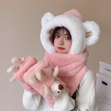 Load image into Gallery viewer, Winter Warm Women Hoodie Hat Scarf Gloves Set Soft Plush Thick Warm Hat 22630