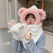 Load image into Gallery viewer, Winter Warm Women Hoodie Hat Scarf Gloves Set Soft Plush Thick Warm Hat 22630