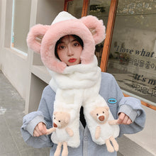 Load image into Gallery viewer, Winter Warm Women Hoodie Hat Scarf Gloves Set Soft Plush Thick Warm Hat 22630