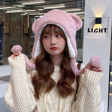 Load image into Gallery viewer, Winter trapper caps bear ears hats plush animal helmet cap 22631