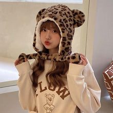 Load image into Gallery viewer, Winter trapper caps bear ears hats plush animal helmet cap 22631