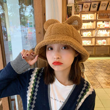 Load image into Gallery viewer, Winter Plush Fuzzy Bucket Hat mickey ears  Fisherman Hats for Women 22633