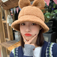 Load image into Gallery viewer, Winter Plush Fuzzy Bucket Hat mickey ears  Fisherman Hats for Women 22633