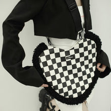 Load image into Gallery viewer, Women's Faux Fur Cross-Body Bag Heart Shaped Handbag  Shoulder Bag 22413