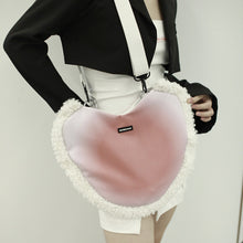 Load image into Gallery viewer, Women's Faux Fur Cross-Body Bag Heart Shaped Handbag  Shoulder Bag 22413