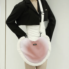 Load image into Gallery viewer, Women's Faux Fur Cross-Body Bag Heart Shaped Handbag  Shoulder Bag 22413