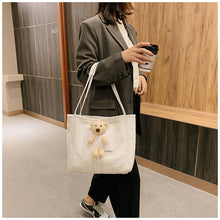 Load image into Gallery viewer, Plush Shoulder Handbag Cute Bear fluffy Tote Handbag 22436