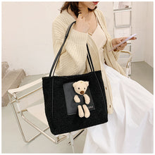 Load image into Gallery viewer, Plush Shoulder Handbag Cute Bear fluffy Tote Handbag 22436