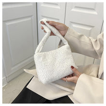 Load image into Gallery viewer, Women Girls Fashion Handbag Soft Plush Faux Fur Underarm bag 22442