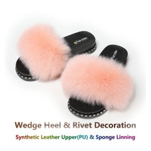 Load image into Gallery viewer, FS19S03 Fluffy Slides Furry Slipper Sandal (Rivet-Solid Color)