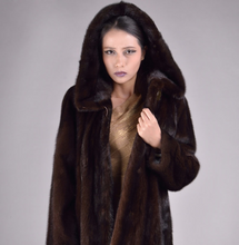 Load image into Gallery viewer, Women's Natural Mink Fur Coat Women Hood Full Winter Coat Women Dress