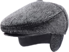 Load image into Gallery viewer, FUR STORY Faux Fur Men Hat Fuzzy Newsboy Cap Gatsby with Earflaps Flat Hat Winter Scally Ivy Cabbie Hats for Men 21620