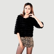 Load image into Gallery viewer, Women's Natural Mink Fur Coat Women Half Sleeve Stripes Female Short Overcoat 13086