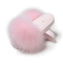 Load image into Gallery viewer, Fur Story FS19S02 Women's Fox Fur Slides Furry Slide Sandals Summer Fur Slippers