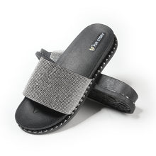 Load image into Gallery viewer, Fur Story FS19S04 Women's Slides Rhinestone Glitter Platform Sandals Female Black Gold