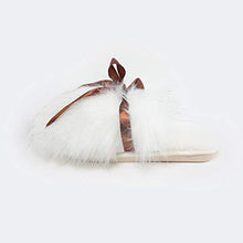Load image into Gallery viewer, Fur Story Women's Faux Fur Slippers Memory Foam Cozy House Slipper Shoes Soft Flat Slide Sandals Indoor Outdoor(White Closed Toe-M)