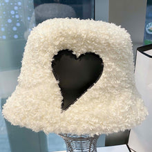 Load image into Gallery viewer, FUR STORY Women's heart pattern plush bucket hat warm fisherman's hat in winter 22625
