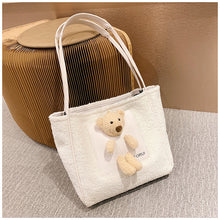 Load image into Gallery viewer, Plush Shoulder Handbag Cute Bear fluffy Tote Handbag 22436