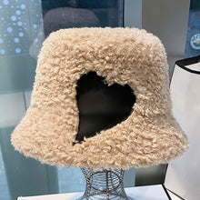 Load image into Gallery viewer, FUR STORY Women's heart pattern plush bucket hat warm fisherman's hat in winter 22625
