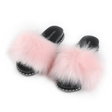 Load image into Gallery viewer, FS19S10 Faux Fur Slides Furry Slipper Sandals (Rivet)