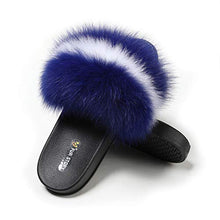 Load image into Gallery viewer, Fur Story Women's Fox Fur Slides Furry Slide for Outdoor Fluffy Sandals Open Toe Fur Slippers