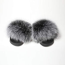 Load image into Gallery viewer, Fur Story Women's Fox Fur Slides Furry Slide Sandal