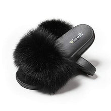 Load image into Gallery viewer, Fur Story FS19S05 Women's Faux Fur Slides for Outdoor Furry Slide Sandals Fur Slippers