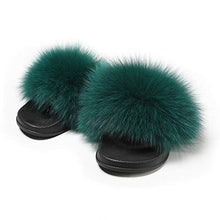Load image into Gallery viewer, Fur Story Ladies Fox Fur Outdoor Fluffy Slippers